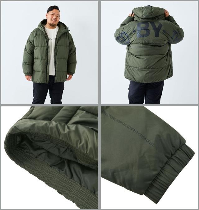 大きいサイズ in the attic バックアーチロゴ フェイクダウン ブルゾン カーキ 3L 4L 5L 6L/1253-5331-1-148