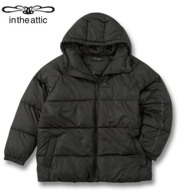 大きいサイズ in the attic バックアーチロゴ フェイクダウン ブルゾン ブラック 3L 4L 5L 6L/1253-5331-2-148