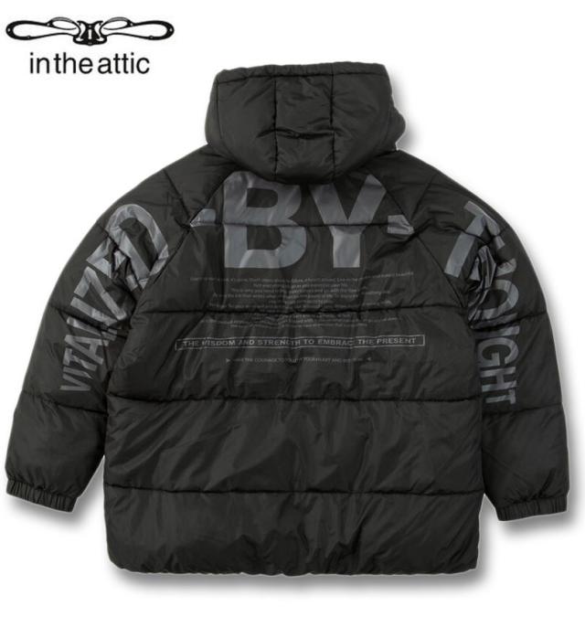 大きいサイズ in the attic バックアーチロゴ フェイクダウン ブルゾン ブラック 3L 4L 5L 6L/1253-5331-2-148