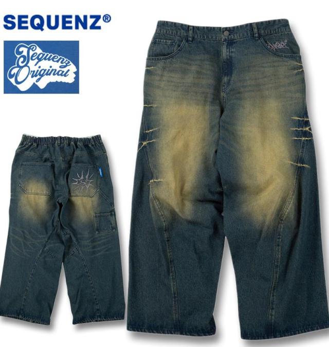大きいサイズ SEQUENZ ウォッシュド デニムパンツ ネイビー 3L 4L 5L 6L/1254-5340-1-148