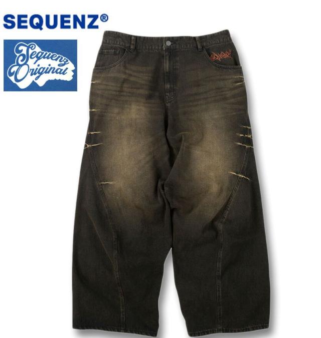 大きいサイズ SEQUENZ ウォッシュド デニムパンツ ブラック 3L 4L 5L 6L/1254-5340-2-148