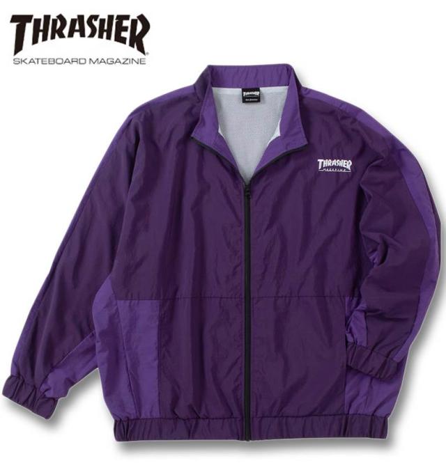 大きいサイズ THRASHER ナイロンワッシャー 裏メッシュ ブルゾン ダークパープル×パープル 3L 4L 5L 6L/1273-4325-3-148