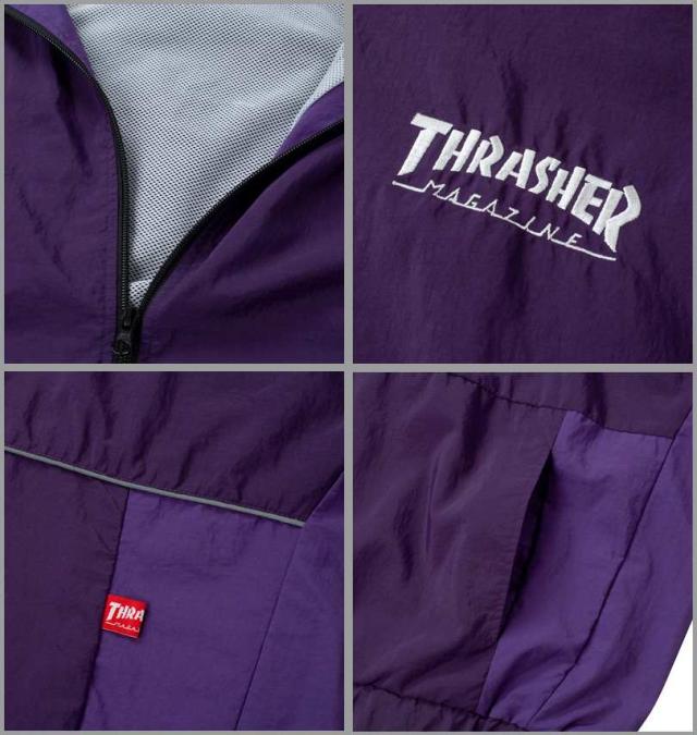 大きいサイズ THRASHER ナイロンワッシャー 裏メッシュ ブルゾン ダークパープル×パープル 3L 4L 5L 6L/1273-4325-3-148