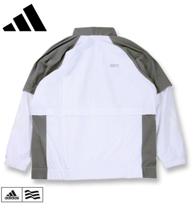 大きいサイズ adidas golf アディダスゴルフ ビヨンドザコース 撥水 カラーブロック フルジップ トラックジャケット ホワイト 3XL 4XL 5XL/1273-5310-1-248