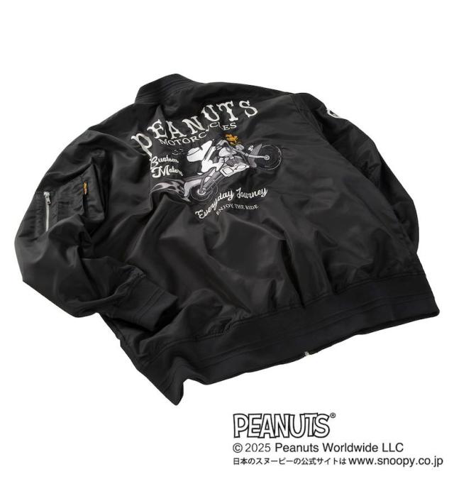 大きいサイズ FLAGSTAFF×PEANUTS スヌーピー コラボ MA-1 ジャケット ブラック 3L 4L 5L 6L 8L/1273-5345-2-248