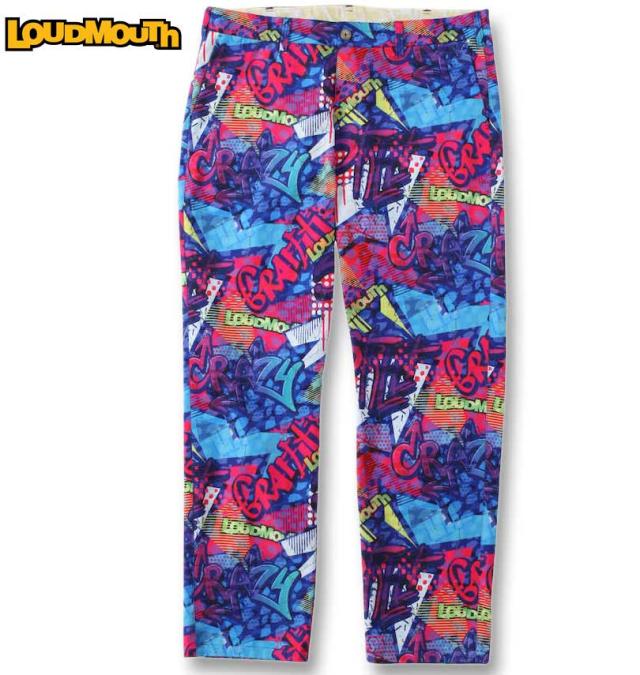 大きいサイズ LOUDMOUTH ストレッチツイル柄 ロングパンツ クレイジーグラフ 100cm〜120cm/1274-3335-1-248