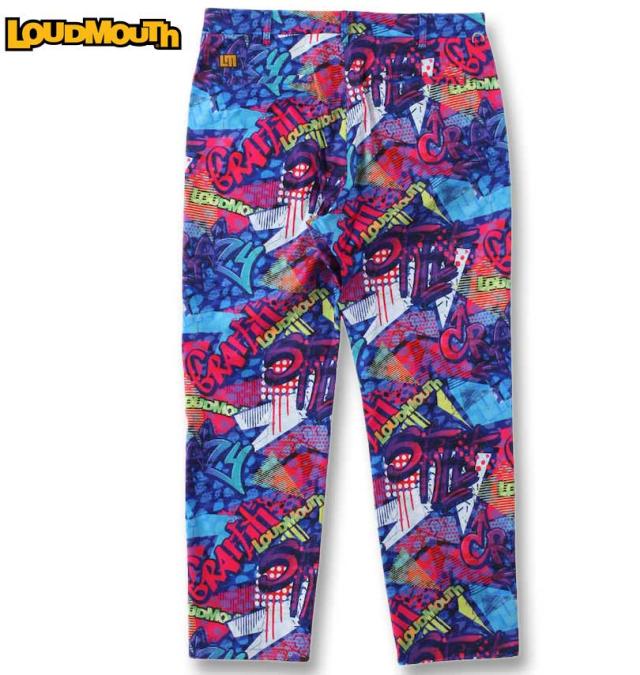 大きいサイズ LOUDMOUTH ストレッチツイル柄 ロングパンツ クレイジーグラフ 100cm〜120cm/1274-3335-1-248