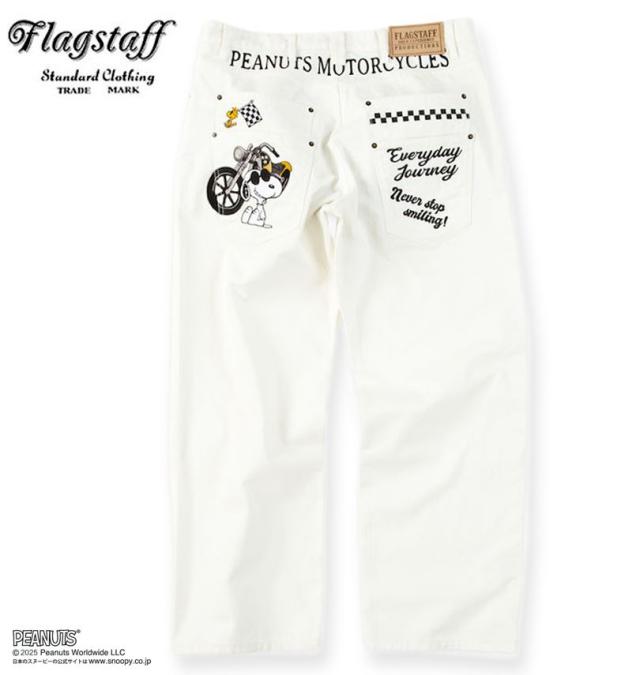 大きいサイズ FLAGSTAFF×PEANUTS スヌーピー コラボ デニムパンツ ホワイト 100cm 110cm 120cm 130cm/1274-5315-1-248