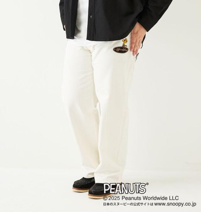 大きいサイズ FLAGSTAFF×PEANUTS スヌーピー コラボ デニムパンツ ホワイト 100cm 110cm 120cm 130cm/1274-5315-1-248