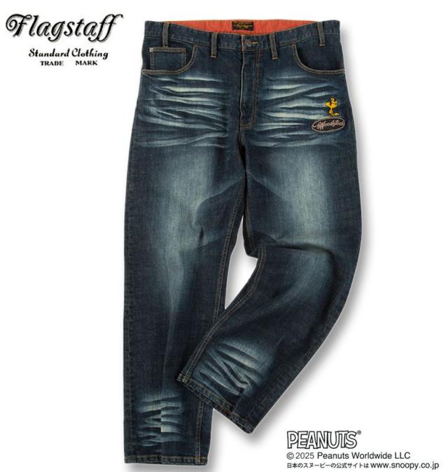 大きいサイズ FLAGSTAFF×PEANUTS スヌーピー コラボ デニムパンツ ネイビー 100cm 110cm 120cm 130cm/1274-5315-2-248