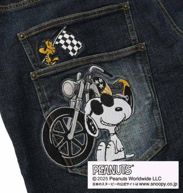 大きいサイズ FLAGSTAFF×PEANUTS スヌーピー コラボ デニムパンツ ネイビー 100cm 110cm 120cm 130cm/1274-5315-2-248