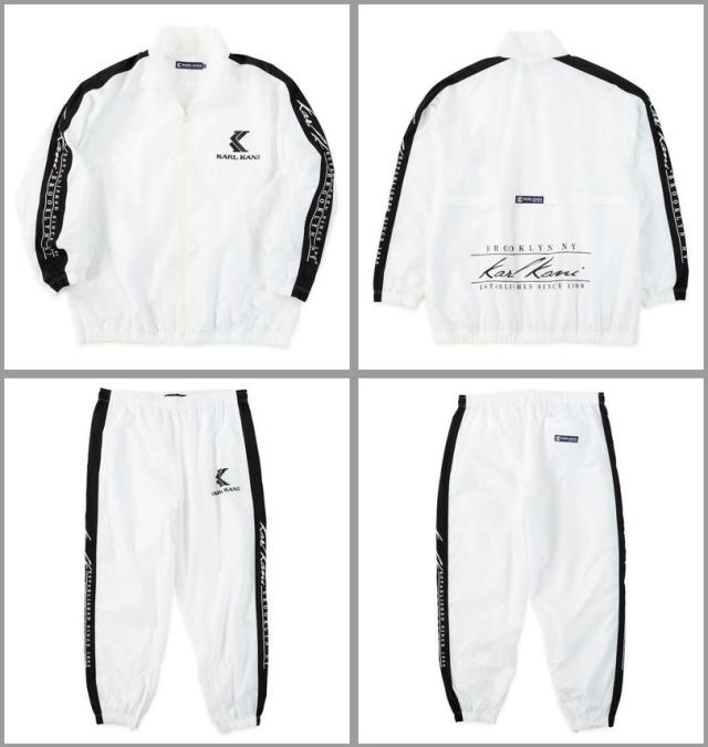 大きいサイズ KARL KANI 裏メッシュ ブレーカー 上下セット ホワイト 3L 4L 5L 6L 8L/1276-5311-1-248