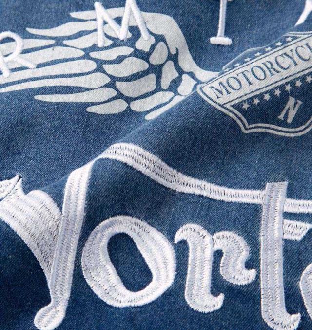 大きいサイズ Norton ノートン デニム 半袖シャツ サンドネイビー 3L 4L 5L 6L 8L/1277-5243-1-148