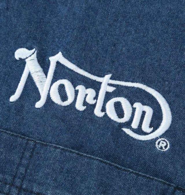 大きいサイズ Norton デニム 半袖 シャツ 刺繍 プリント サンドネイビー 3L 4L 5L 6L 8L/1277-6235-1-148_4