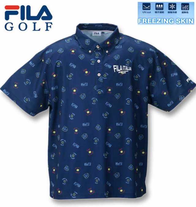 大きいサイズ FILA GOLF フリージングカノコエレメントプリント半袖