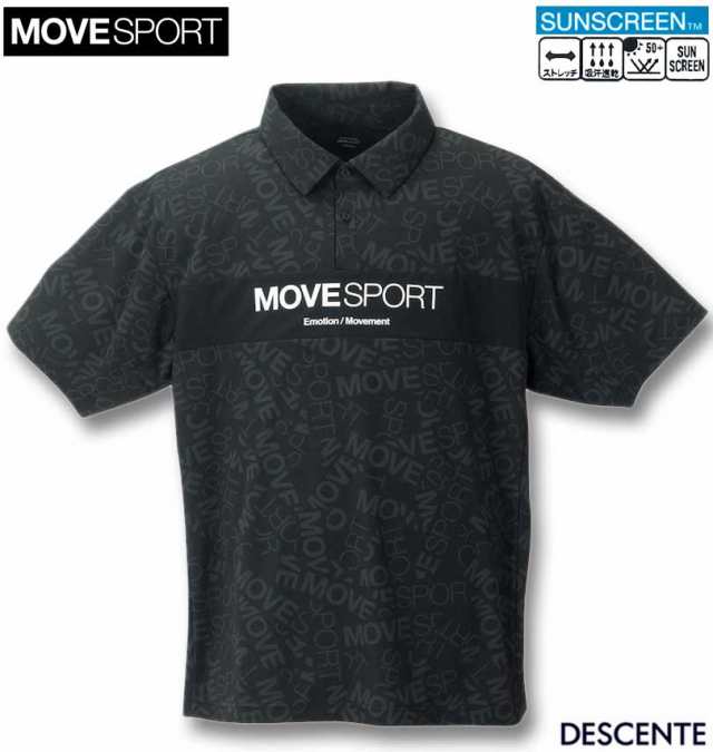 大きいサイズ MOVESPORT SUNSCREEN ミニ鹿の子 総柄 グラフィック 半袖 ポロシャツ ブラック×ブラック 3L 4L 5L 6L/1278-4252-2-148の通販は
