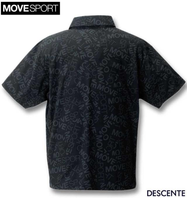 大きいサイズ MOVESPORT SUNSCREEN ミニ鹿の子 総柄 グラフィック 半袖 ポロシャツ ブラック×ブラック 3L 4L 5L 6L/1278-4252-2-148
