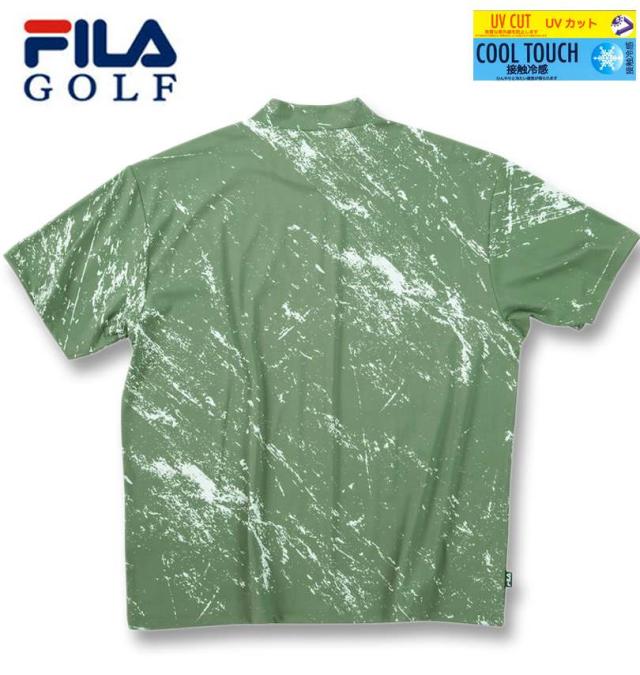 大きいサイズ FILA GOLF モックネック 柄 半袖 シャツ カーキ 3L 4L 5L 6L/1278-5220-3-148