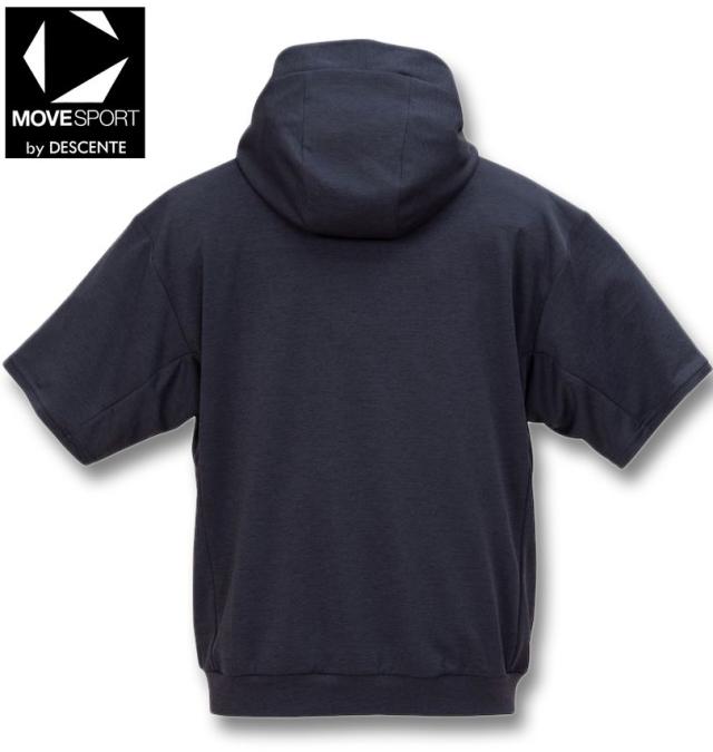 大きいサイズ MOVESPORT SUNSCREEN 半袖 フルジップ パーカー ネイビー杢 3L 4L 5L 6L/1278-5232-1-148