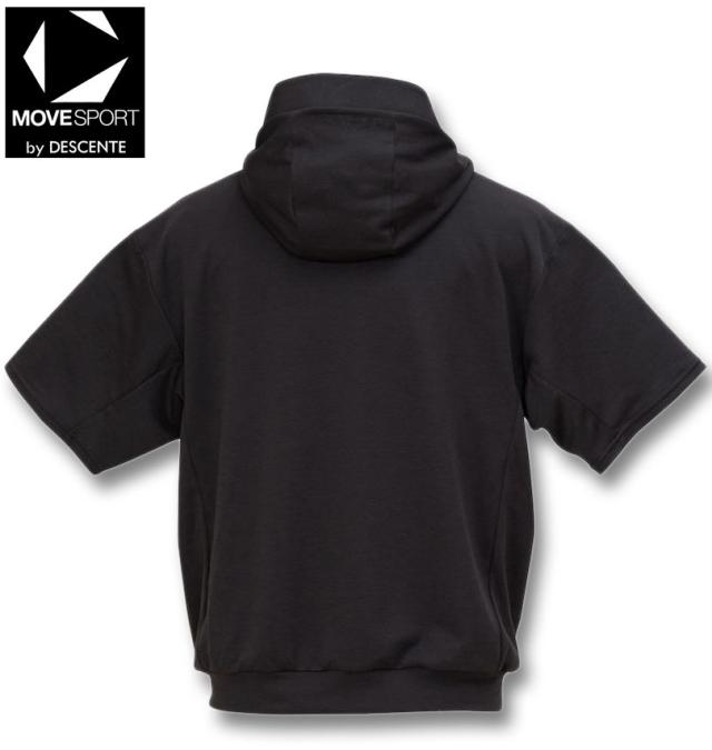 大きいサイズ MOVESPORT SUNSCREEN 半袖 フルジップ パーカー ブラック杢 3L 4L 5L 6L/1278-5232-2-148