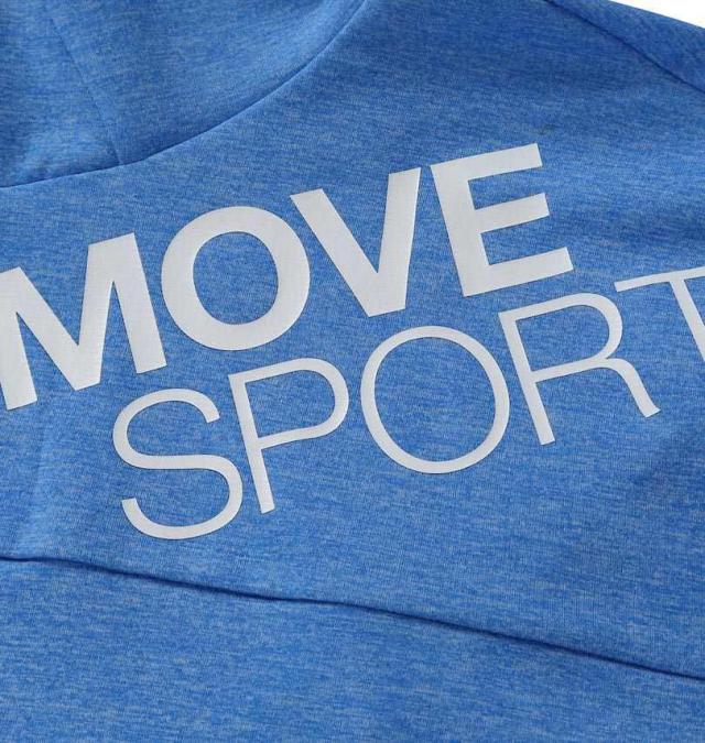 大きいサイズ MOVESPORT SUNSCREEN 半袖 フルジップ パーカー ブルー杢 3L 4L 5L 6L/1278-5232-4-148