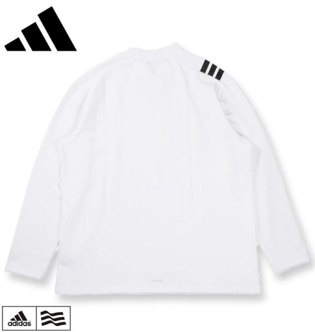 大きいサイズ adidas golf アディダスゴルフ COLD.RDY スリーストライプ 長袖 モックネックシャツ ホワイト 3XL 4XL 5XL/1278-5352-1-148