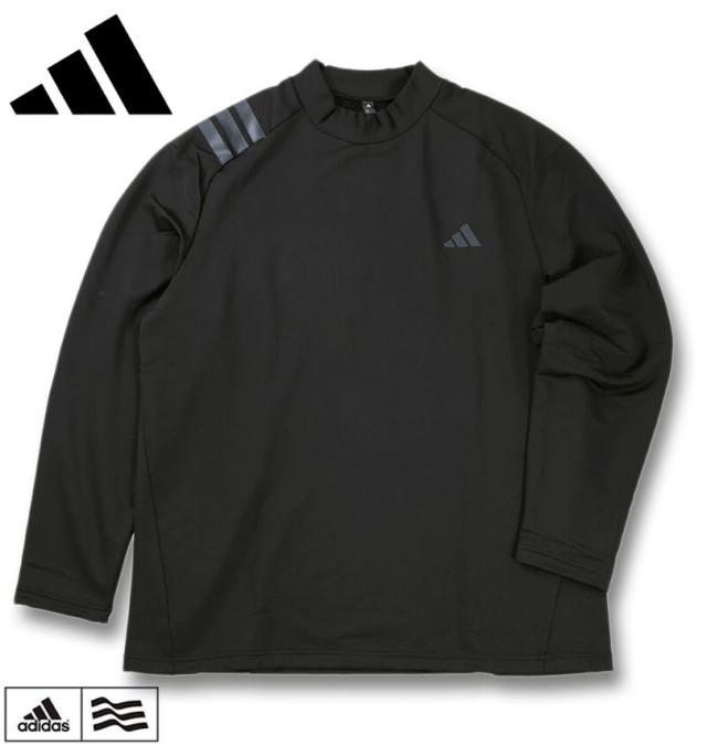 大きいサイズ adidas golf アディダスゴルフ COLD.RDY スリーストライプ 長袖 モックネックシャツ ブラック 3XL 4XL 5XL/1278-5352-2-148