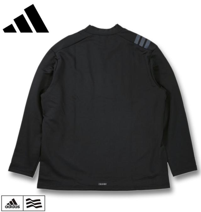 大きいサイズ adidas golf アディダスゴルフ COLD.RDY スリーストライプ 長袖 モックネックシャツ ブラック 3XL 4XL 5XL/1278-5352-2-148