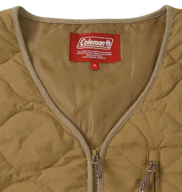 大きいサイズ Coleman フルダルナイロンリップ キルトジャケット ベージュ 3L 4L 5L 6L 8L/1273-3390-1-149