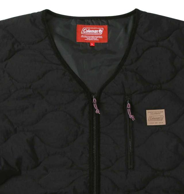 大きいサイズ Coleman フルダルナイロンリップ キルトジャケット ブラック 3L 4L 5L 6L 8L/1273-3390-2-149