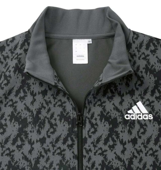 大きいサイズ adidas アディダス 総柄ウォームアップジャケット カーボン 3XO〜8XO/1276-3312-1-149