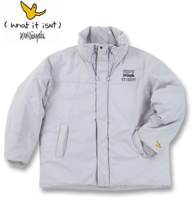 大きいサイズ (What it isNt) 防風 スタンドカラー 中綿ジャケット ライトグレー 3L 4L 5L 6L/1273-4650-1-150