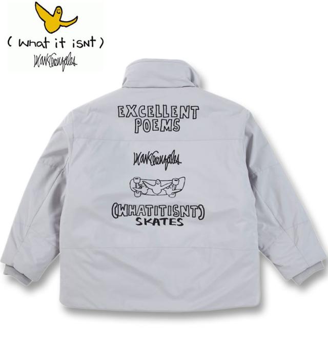 大きいサイズ (What it isNt) 防風 スタンドカラー 中綿ジャケット ライトグレー 3L 4L 5L 6L/1273-4650-1-150