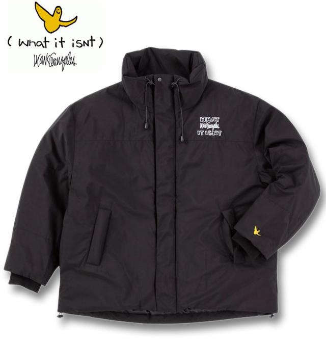 大きいサイズ (What it isNt) 防風 スタンドカラー 中綿ジャケット ブラック 3L 4L 5L 6L/1273-4650-2-150