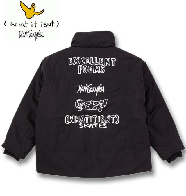 大きいサイズ (What it isNt) 防風 スタンドカラー 中綿ジャケット ブラック 3L 4L 5L 6L/1273-4650-2-150