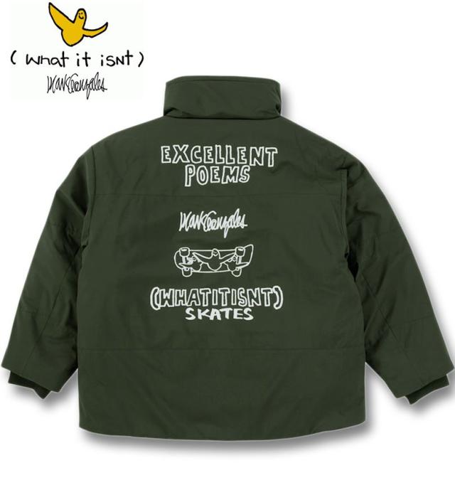 大きいサイズ (What it isNt) 防風 スタンドカラー 中綿ジャケット カーキ 3L 4L 5L 6L/1273-4650-3-150
