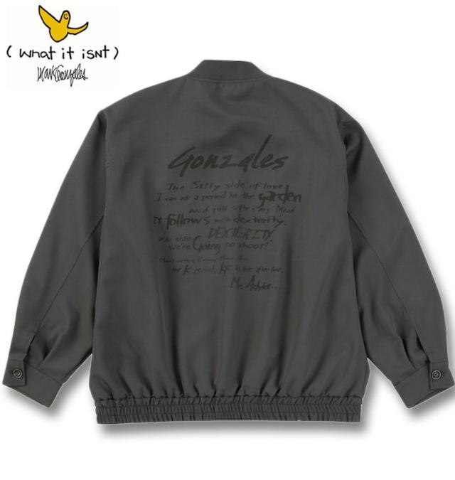 大きいサイズ (What it isNt) ポリクロス ワークジャケット ブルゾン チャコール 3L 4L 5L 6L 8L/1273-4651-1-150