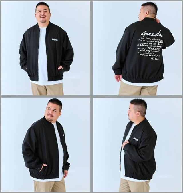 大きいサイズ (What it isNt) ポリクロス ワークジャケット ブルゾン ブラック 3L 4L 5L 6L 8L/1273-4651-2-150