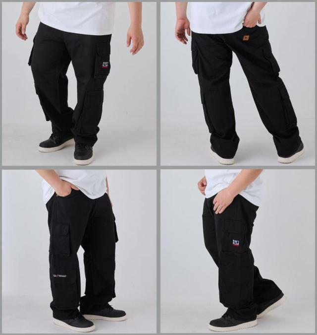 大きいサイズ (What it isNt) ツイル 8ポケット カーゴパンツ ブラック 100cm 110cm 120cm 130cm 140cm 150cm/1274-4635-2-150