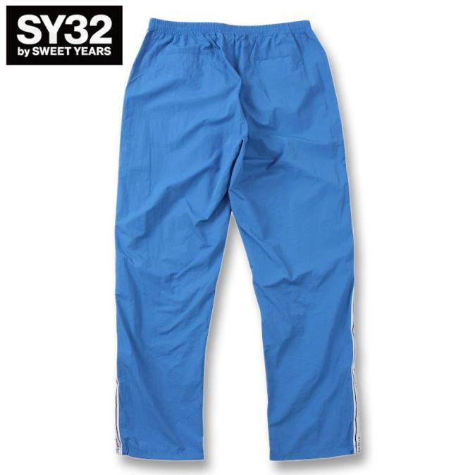 大きいサイズ SY32 by SWEET YEARS テープデザイン ナイロンパンツ ブルー 3L 4L 5L 6L/1274-5130-1-150