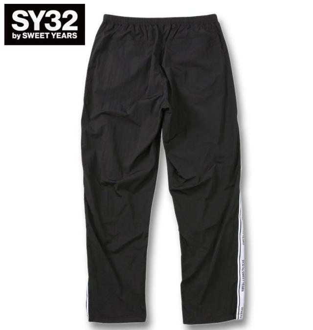 大きいサイズ SY32 by SWEET YEARS テープデザイン ナイロンパンツ ブラック 3L 4L 5L 6L/1274-5130-2-150