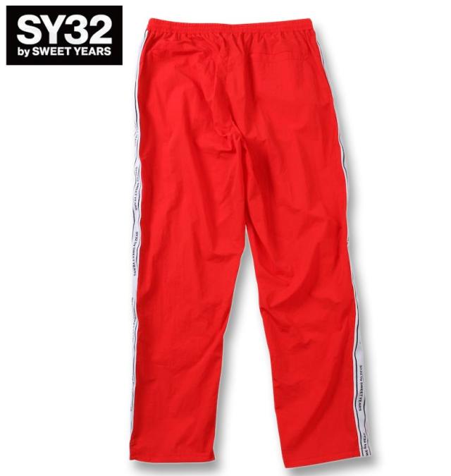 大きいサイズ SY32 by SWEET YEARS テープデザイン ナイロンパンツ レッド 3L 4L 5L 6L/1274-5130-3-150