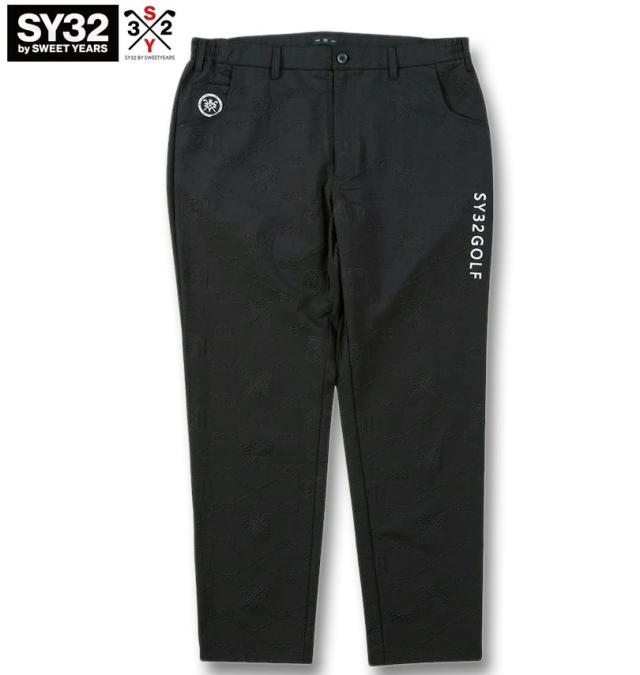 大きいサイズ SY32 by SWEET YEARS ゴルフ エンボス ストレッチ パンツ ブラック 3L 4L 5L 6L/1274-5205-2-250