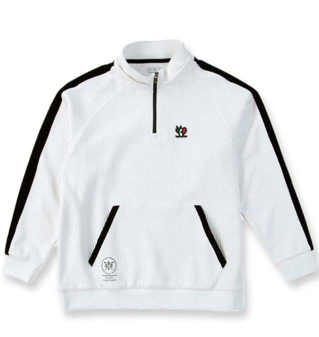 大きいサイズ SY32 by SWEET YEARS ゴルフ キルトニット ジャガード フーディー ハーフジップ ホワイト 3L 4L 5L 6L/1278-5608-1-350