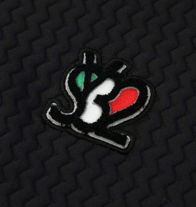 大きいサイズ SY32 by SWEET YEARS ゴルフ キルトニット ジャガード フーディー ハーフジップ ブラック 3L 4L 5L 6L/1278-5608-2-350