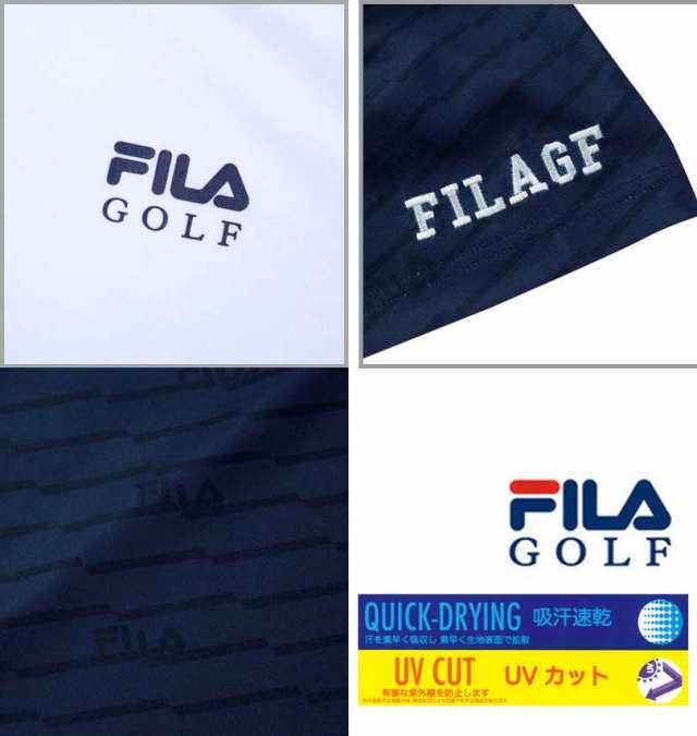 大きいサイズ FILA GOLF ゴルフ 半袖シャツ+インナー セット ネイビー×ホワイト 3L 4L 5L 6L/1278-4360-2-155