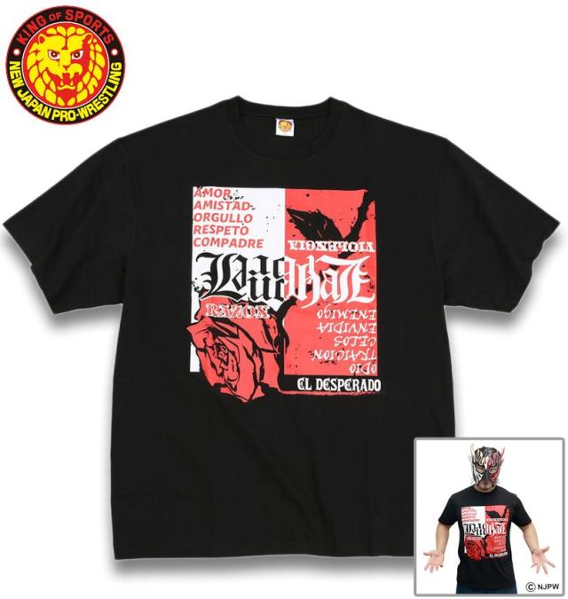 大きいサイズ 新日本プロレス エル・デスペラード 「FACTOR」 半袖 Tシャツ ブラック 3L 4L 5L 6L 8L/1278-5675-1-55