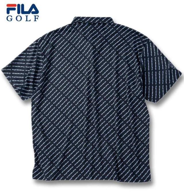 大きいサイズ FILA GOLF ECO ディンブルメッシュ ロゴプリント 半袖 シャツ ネイビー 3L 4L 5L 6L/1278-6241-1-155_1