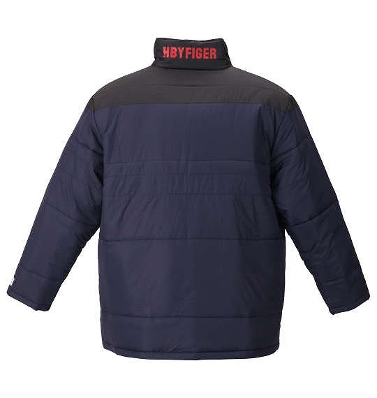 大きいサイズ H by FIGER 切替中綿ジャケット ネイビー×ブラック 3L 4L