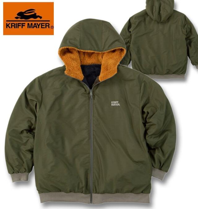 大きいサイズ KRIFF MAYER ひっくり フルジップ パーカージャケット カーキ 3L 4L 5L 6L 8L/1273-5340-1-158
